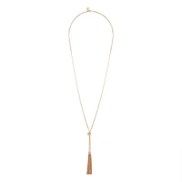 Gold Lariat Knot & Tassel Necklace