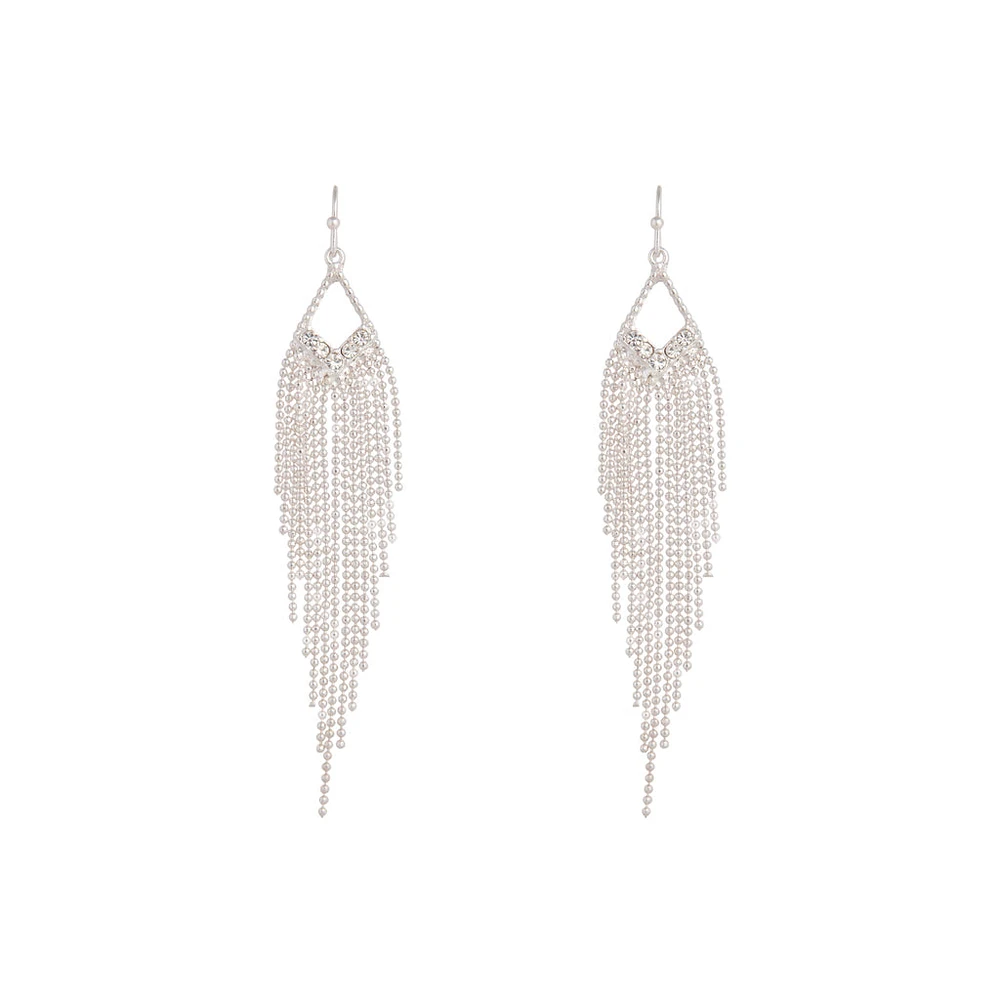 Silver Diamante Cascade Ball Earrings