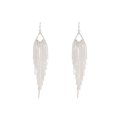 Silver Diamante Cascade Ball Earrings