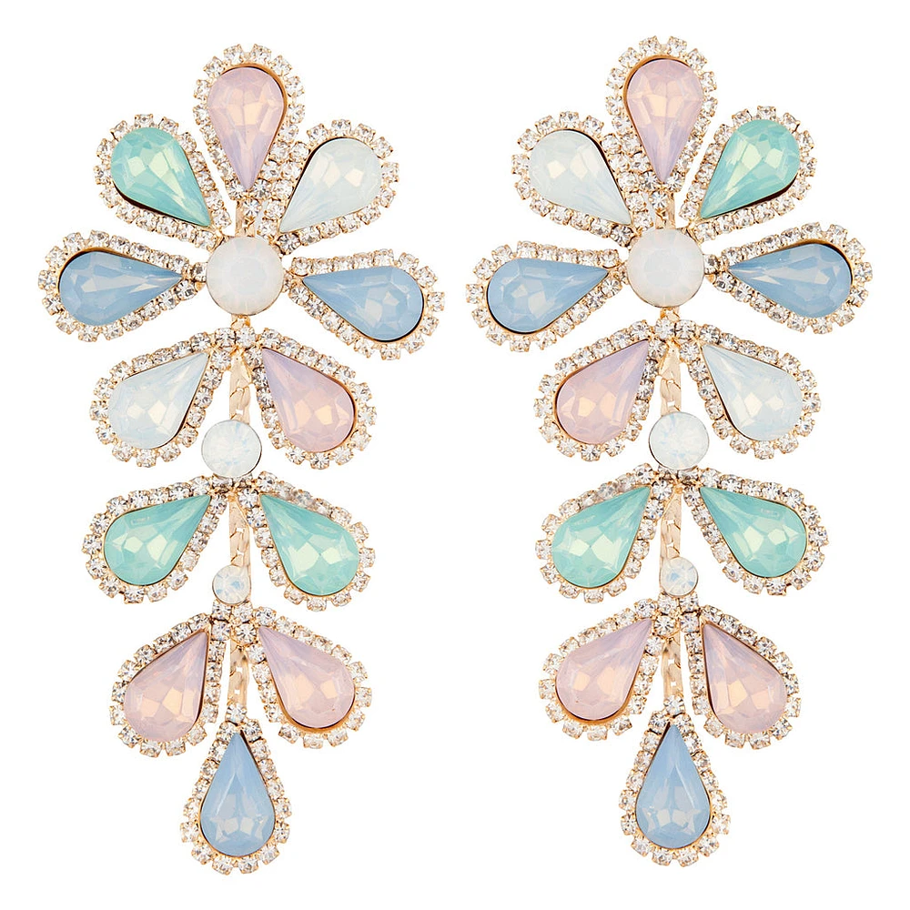 Pastel Teardrop Flower Multi-Stone Earrings