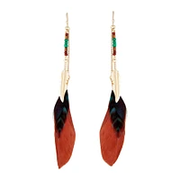 Feather & Chain Drop Earrings