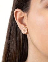 Pink Gold Floral Clip On Earring 5-Pack