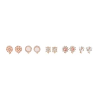 Pink Gold Floral Clip On Earring 5-Pack