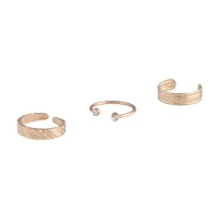 Gold Open Diamante Toe Ring Pack