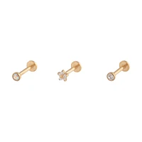 Gold Flower Stud Flat Back Earring Pack