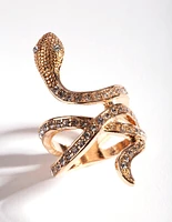 Gold Diamante Snake Ring