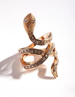 Gold Diamante Snake Ring
