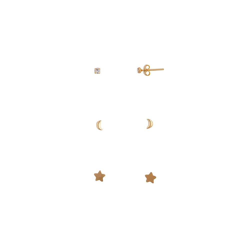 Gold Plated Sterling Silver Sterling Silver Celestial Stud Pack