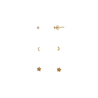 Gold Plated Sterling Silver Sterling Silver Celestial Stud Pack