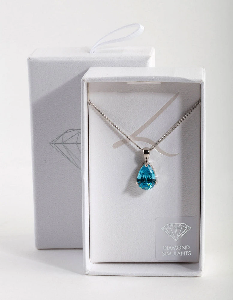 Aqua Pear Crystal Necklace