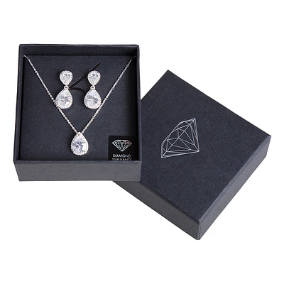 Teardrop Crystal Earrings & Necklace Set