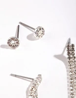 Silver Diamante Chain Earring Pack