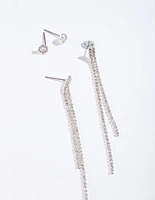 Silver Diamante Chain Earring Pack