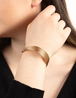 Gold Multi Row Diamond Cut Cuff