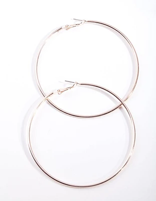 Rose Gold Thin 7cm Hoop Earrings