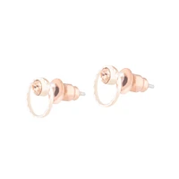 Rose Gold Geometric Circle Diamante Stud Earrings