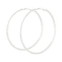 Silver Large Diamante Hoop