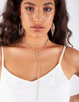 Rose Gold Circle Cup Chain Y Neck Choker