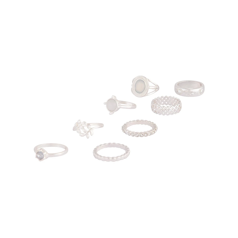 Silver Crosshatch Ring 8-Pack