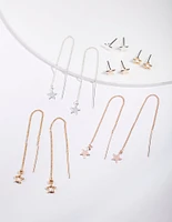 Gold Star Stud Drop Star Earring Pack