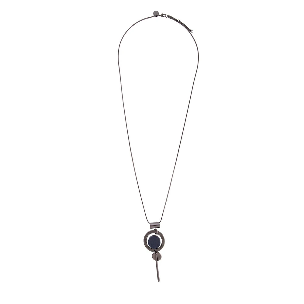 Gunmetal Suspended Disc Necklace