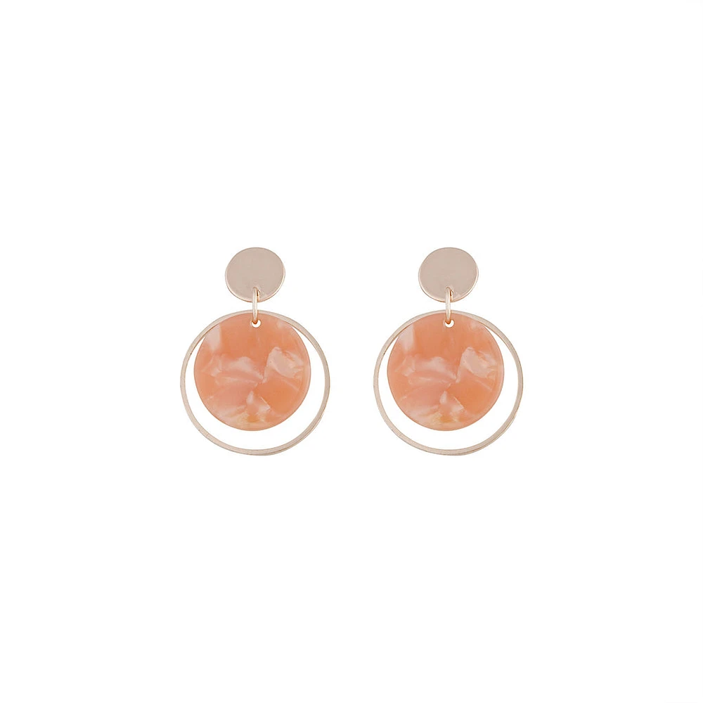 Rose Gold Circle Acrylic Disc Earrings