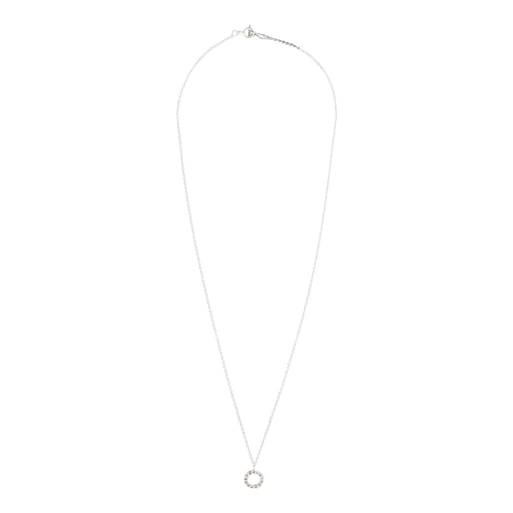 Sterling Silver Circle Diamante Pendant Necklace