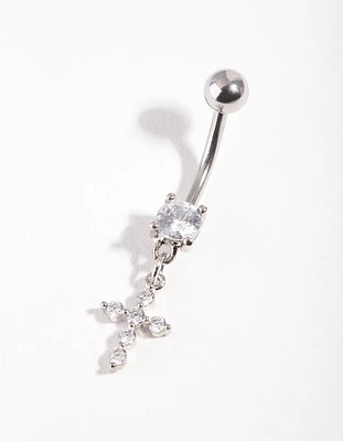 Surgical Steel Cubic Zirconia Belly Bar