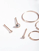 Rose Gold Surgical Steel Nose Jewellery 6-Pack