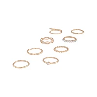 Gold Diamond Cut Twist Ring 8-Pack