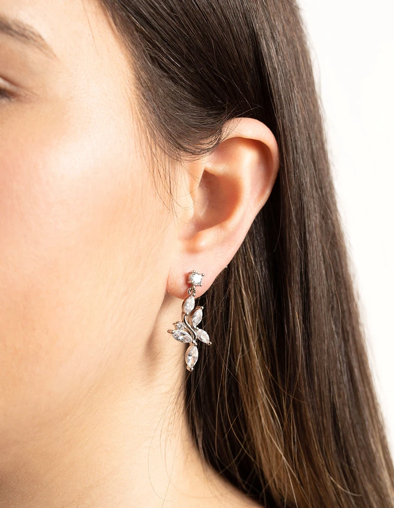 Floral Drop Diamond Simulant Earring