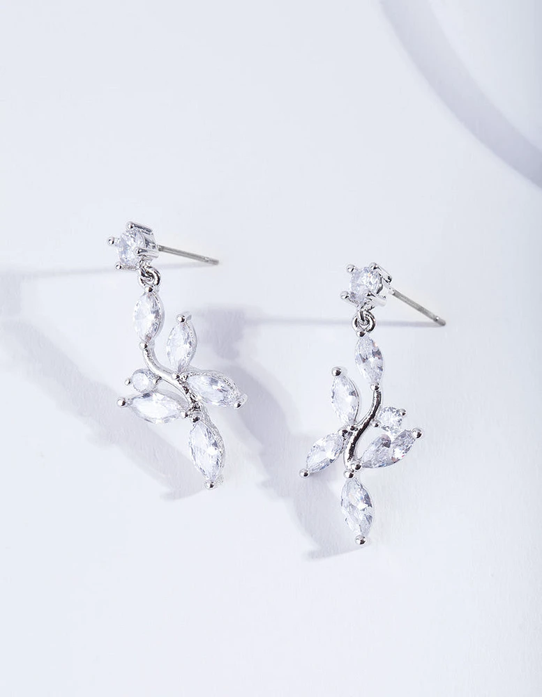 Floral Drop Diamond Simulant Earring