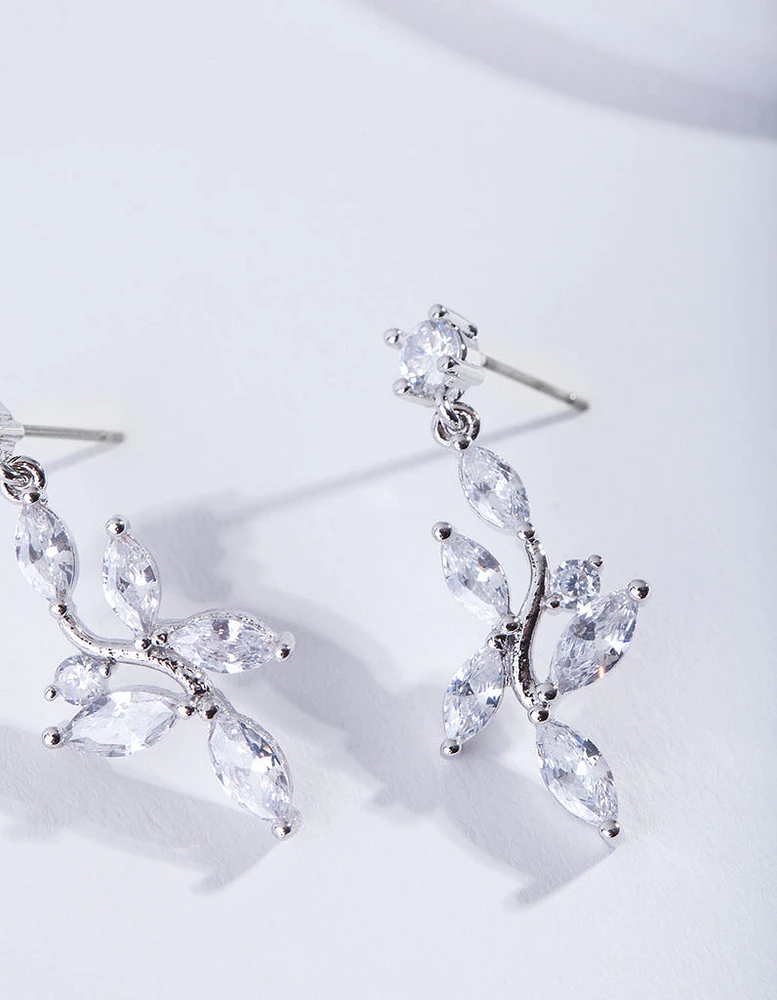 Floral Drop Diamond Simulant Earring