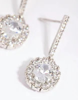 Diamond Simulant Oval Bar Earrings