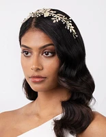 Gold Floral Leaf Wire Headband