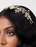 Gold Floral Leaf Wire Headband