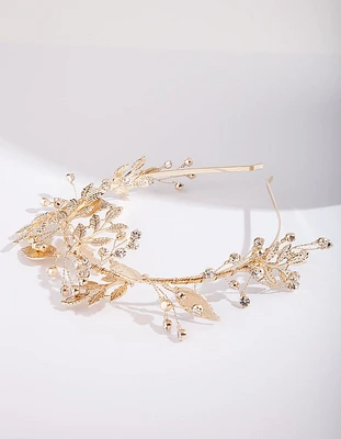 Gold Floral Leaf Wire Headband