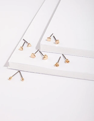 Gold Micro Stud Earring 5-Pack