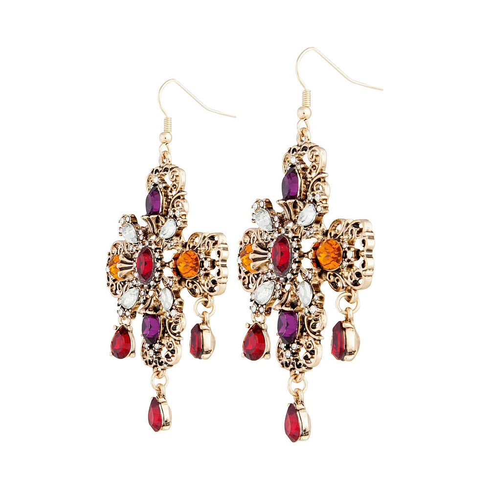 Jewelled Cross Earrings