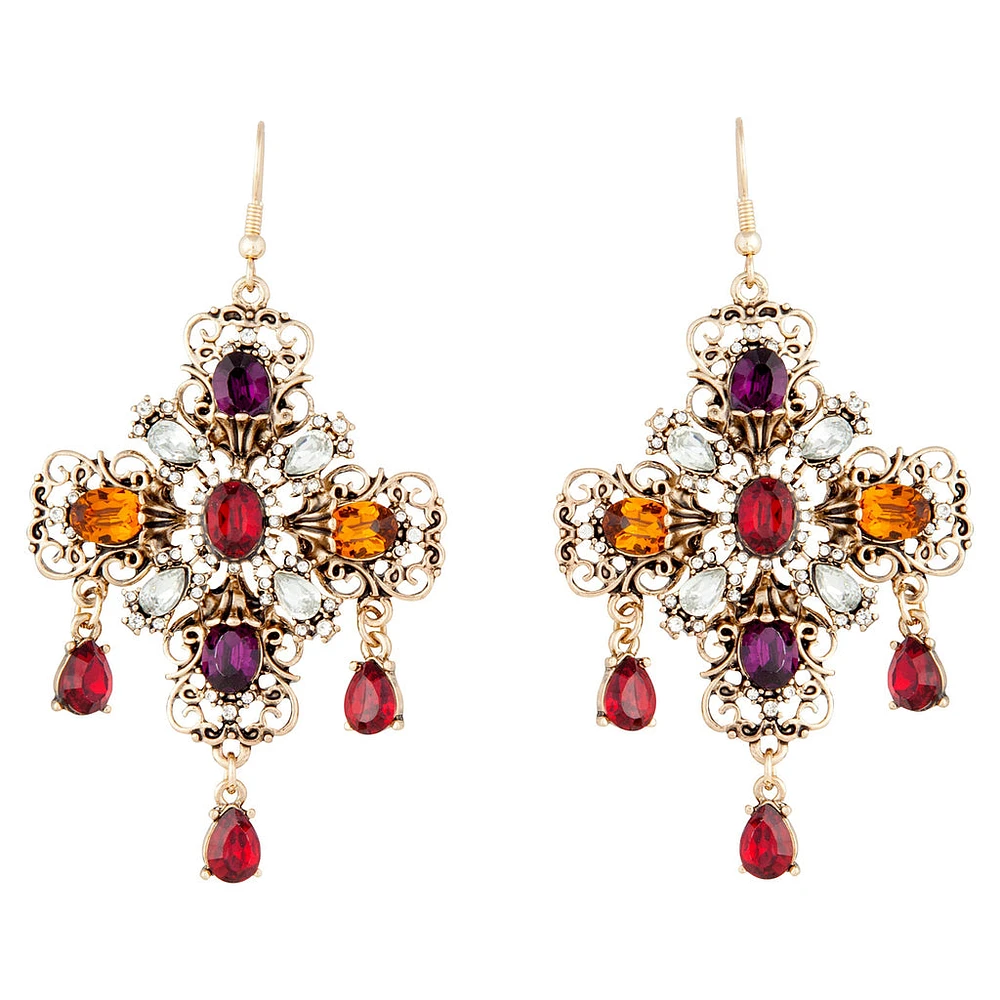 Jewelled Cross Earrings