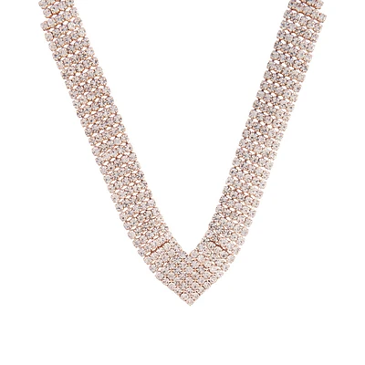 Rose Gold Diamante Necklace Earrings Jewellery Set