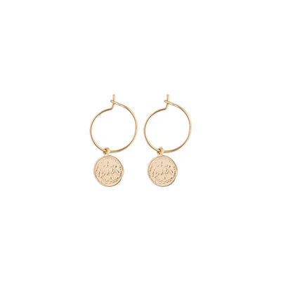 Gold Mini Flat Disc Hoop Earrings