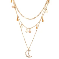 Gold Moon Charm Layer Necklace