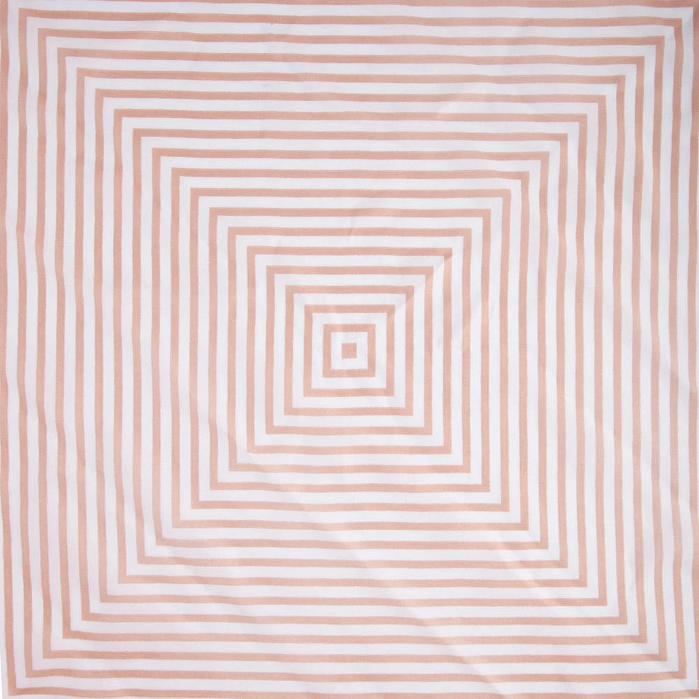 Blush White Square Stripe Bandana Hair Scarf