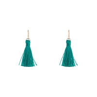 Rose Gold Green Mini Tassel Earrings