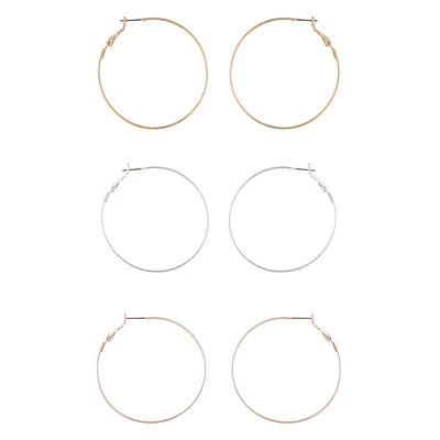 Mixed Metal Textured Hoop Earring Pack