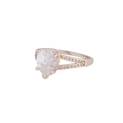 Rose Gold Teardrop Cubic Zirconia Ring