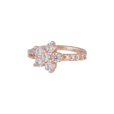 Rose Gold Cubic Zirconia Flower Ring