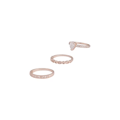 Rose Gold Cubic Zirconia Band Ring Stack