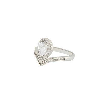 Cubic Zirconia Teardrop Engagement Ring